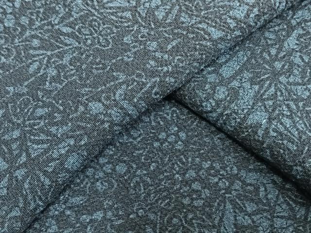 平和屋着物▽上質な小紋　単衣　藍　型染め　草花文　正絹　逸品　AAAV2671fy｜平和屋 23,400円