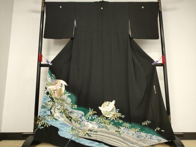 平和屋着物○ファッションデザイナー 花井幸子 色留袖 刺繍 渡橋草花文