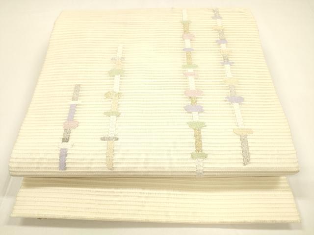 平和屋着物＊夏物 八寸名古屋帯 絽綴れ 抽象文様 金銀糸 正絹 逸品 DAAY8302cm｜平和屋