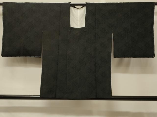 長閑やかさ屋御召しもの＃道行厚地の外套 花菱地紋 黒地 正絹 珠玉 未当てはめる CABG8103インチ