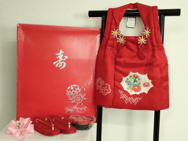 平和屋本店[]極上　七五三　女の子　3歳　被布　草履　巾着　髪飾り　小物セット　花手毬　箱付き　逸品　未使用 DZAA11385kh5｜平和屋
