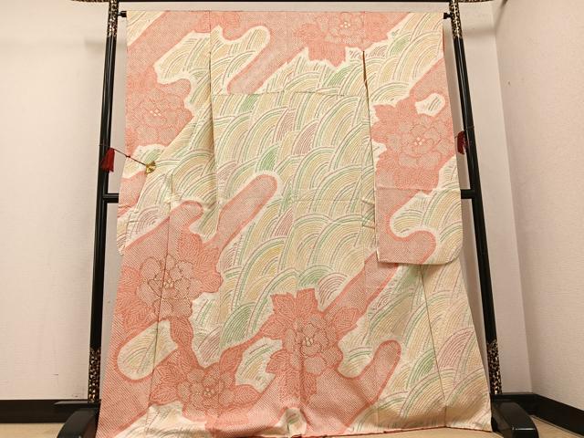 長閑やかさ屋御召しもの●晴れ晴れしい振袖 総絞り 駒刺しゅう 名取り草 正絹 珠玉 AABG5797ph