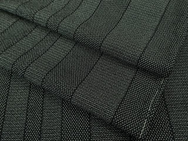 平和屋本店▽極上　本塩沢　単衣　160亀甲　間道　黒地　逸品　未使用　DZAB0600kh5｜平和屋