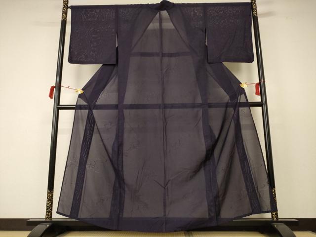 長閑やかさ屋御召しもの＊夏物 色無地 絽 萩紋紗 黒紅色 正絹 珠玉 AABC9366jd
