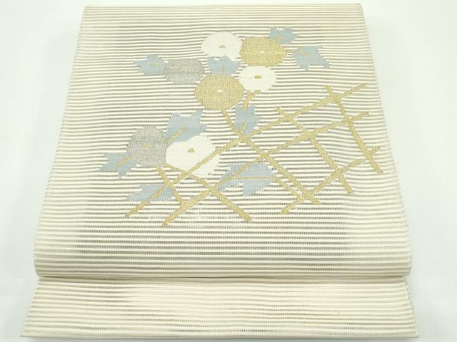 長閑やかさ屋御召しもの＊夏物 八寸名古屋帯 絽綴れ 菊 現ナマ糸 正絹 珠玉 CABG7296rv
