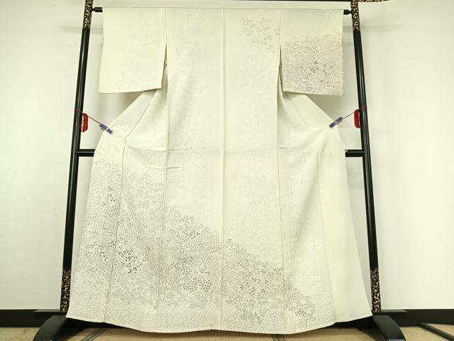 長閑やかさ屋御召しもの▽短い訪問着 単衣 墨付き 被子植物文 やまと誂製 正絹 珠玉 AABE5188jh