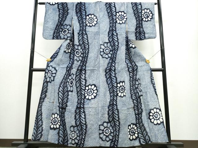 平和屋着物∴夏物 浴衣 有松鳴海絞り 枝花文 綿 逸品 CAAW1015ng