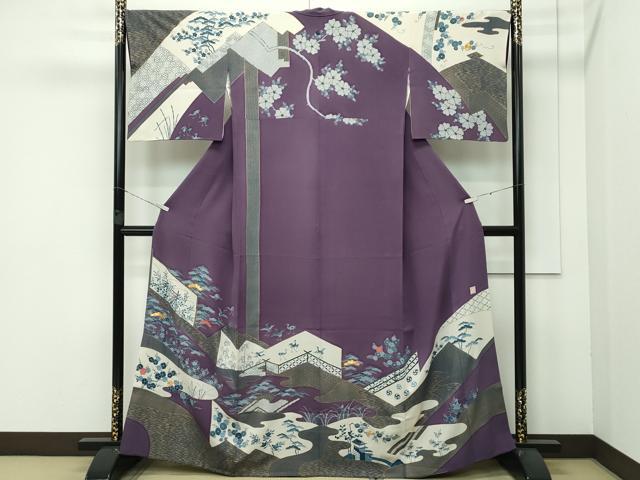 平和屋着物●人間国宝　五代　田畑喜八　訪問着　駒刺繍　枝花文　金彩　高島屋扱い　正絹　逸品　CAAU3041yc 楽天市場】平和屋着物○人間国宝 五代 田畑喜八 訪問着 駒刺繍 枝花文