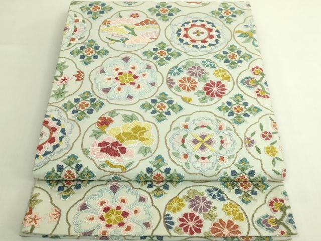 平和屋本店●極上　中国三大刺繍　相良刺繍　総刺繍　袋帯　正倉院花文　逸品　DZAB6859kh6｜平和屋