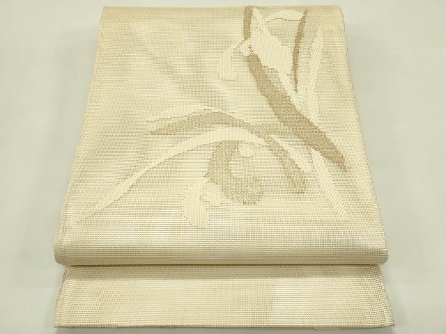 長閑やかさ屋御召しもの＊夏物 膜鳴楽器柄袋帯 被子植物文 金糸 正絹 珠玉 未当て嵌める CABH5910rv