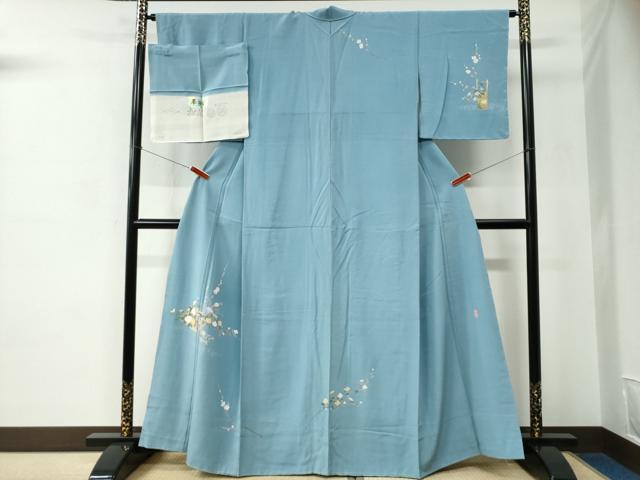 長閑やかさ屋御召しもの●短い訪問着 友禅 絵描き物 夢染里 被子植物文 反端付き添い人 正絹 珠玉 未当て嵌める CABC6583yc