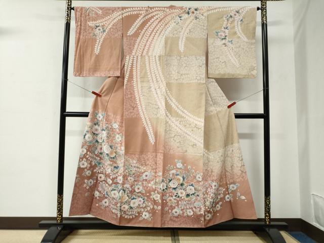 平和屋着物●訪問着 作家物 辻が花 暈し染め 金彩 鬼しぼ縮緬 正絹 逸品 未使用 CABC6661yc|平和屋