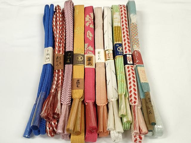 平和屋着物●和装小物 帯締め10本セット 手組紐 組紐 厄除け紐 高麗組 笹浪組 金銀糸 そごう・さが美扱い 逸品 未使用 DABD7113zzz