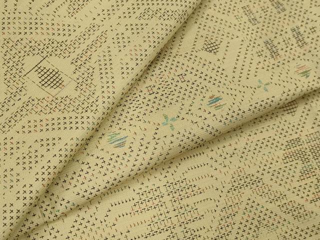 平和屋着物▽上質な紬　単衣　花菱文　正絹　逸品　AABJ5161st｜平和屋