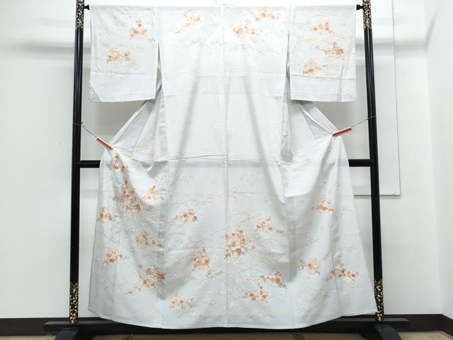 長閑やかさ屋御召しもの＊夏物 短い訪問着 刺しゅう 絽 雪輪花文 正絹 珠玉 CABG8709th