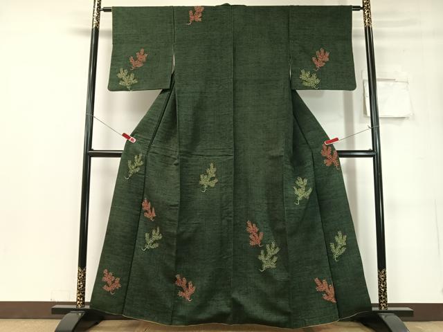 平和屋着物●訪問着　紬地　若松葉　正絹　逸品　CABC9898vp｜平和屋 23,725円