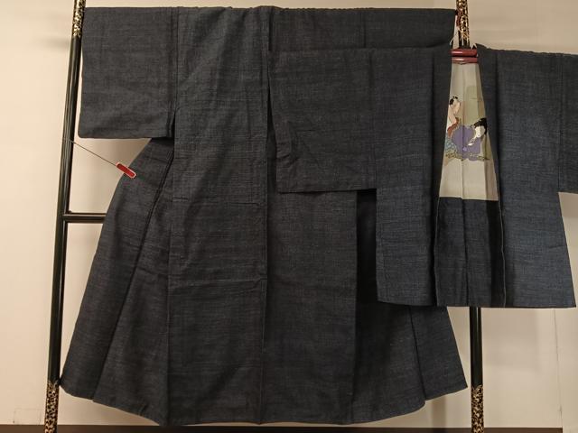 長閑やかさ屋御召しもの●成人男性 結城紬 合奏団 杢 霞文 正絹 珠玉 CABC9963vp