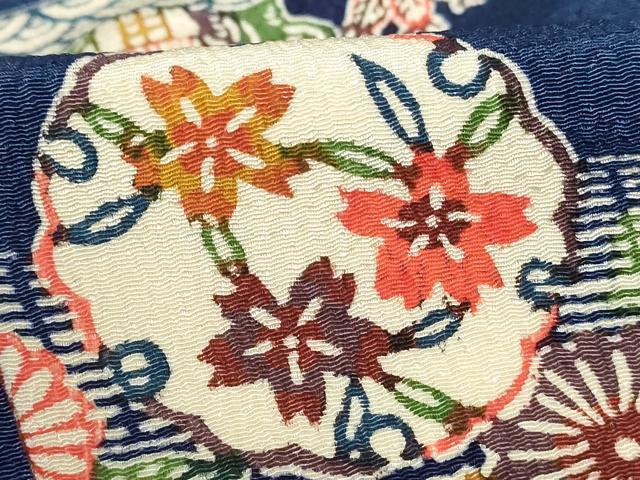 楽天市場】平和屋着物○上質な小紋 型染め 流水花鳥文 黒地 鬼しぼ縮緬