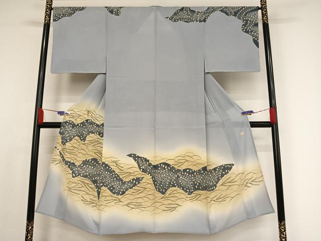 長閑やかさ屋お召しもの＊夏物 日本の首都友禅 久呂田明功 成人男性 短い訪問着 絽 萩 暈し染め 金彩 正絹 珠玉 AABA2497np