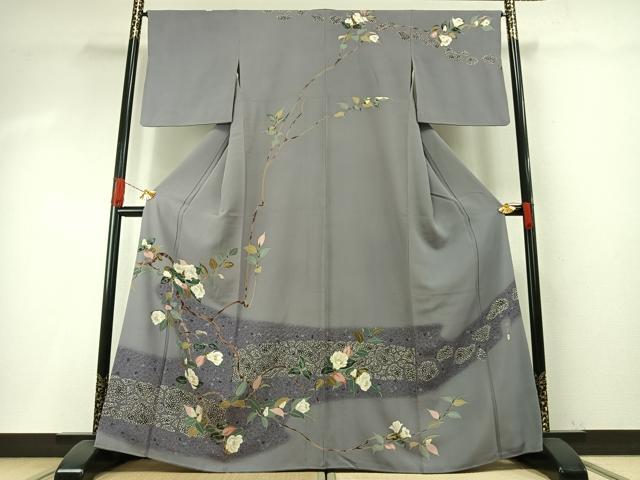 平和屋着物●本加賀友禅作家　木村州宏　訪問着　枝花文　暈し染め　正絹　逸品　AABH4910fy｜平和屋