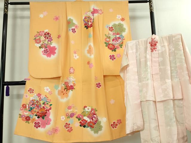 長閑やかさ屋中央局[]より良い 七五三 御嬢さん 7歳 祝着・はだ着(無双仕立てもの・半衿刺しゅう)書き割り 駒刺しゅう 花毬文 金彩 珠玉 DZAB1864kh6