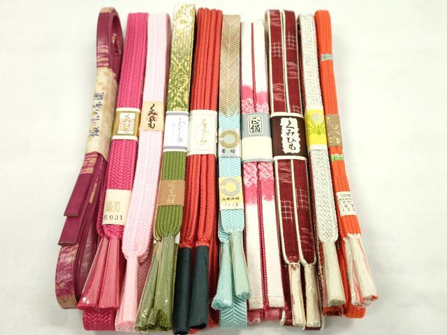 平和屋着物●和装小物 帯締め10本セット 高麗組 冠組 笹浪組 レザー 大丸扱い 金銀糸 逸品 未使用 CABF7319ju|平和屋