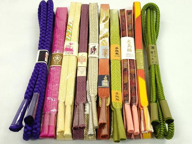 平和屋着物●和装小物 帯締め10本セット 高麗組 黄八丈 本場大島紬 礼装用 金銀糸 逸品 未使用 CABF7411ju