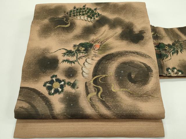 長閑やかさ屋御召しもの＊夏物 アンティーク 大正人情本 九寸名古屋帯 墨付き 龍 現ナマ糸 正絹 珠玉 CABG7455rv