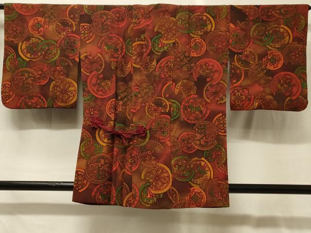 長閑やかさ屋御召しもの＃道中着 絵皿花唐草文 鬼しぼクレープ 正絹 珠玉 CABG8060インチ