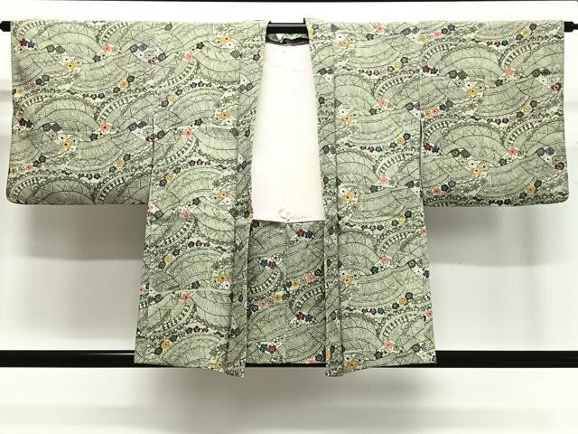 長閑やかさ屋御召しもの∞羽織 型染め 花籬文 正絹 珠玉 CABC3155ua