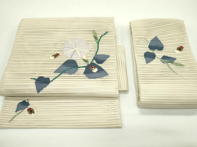 長閑やかさ屋お召しもの＊夏物 つけ帯 絽綴れ 槿花 蛍 金糸 正絹 珠玉 CABG7459rv