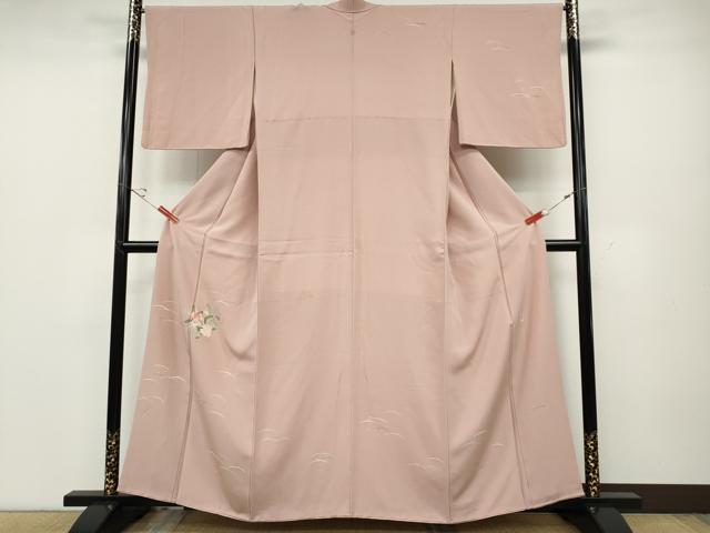 長閑やかさ屋御召しもの●本加賀友禅絵描き 柿本市郎 短い訪問着 露芝文 正絹 珠玉 CABD0261ut