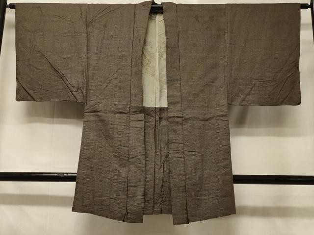平和屋着物＃男性　長羽織　お召地　100亀甲　総詰め　正絹　逸品　CABD7966in｜平和屋