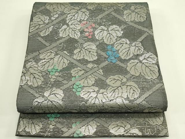 平和屋着物＊夏物　六通柄　京袋帯　葡萄蔦の葉文　銀糸　CABJ1741rv｜平和屋