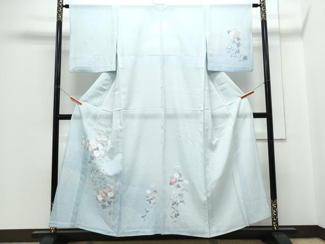 長閑やかさ屋お召しもの＊夏物 短い訪問着 絽 友禅 芝顕花植物文 正絹 珠玉 CABH3842th