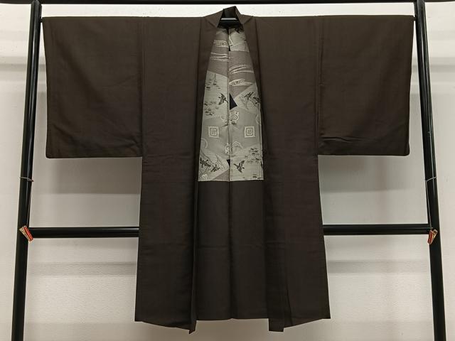 平和屋着物＃男性　長羽織　紬地　霞文　正絹　逸品　CABE4932ua｜平和屋 28,600円