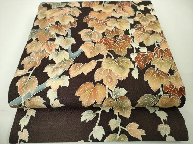 楽天市場】平和屋本店□極上 九寸名古屋帯 楓 白茶色地 鬼しぼ縮緬  