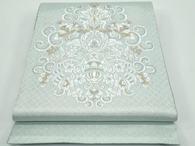 長閑やかさ屋お召しもの●御前上等 スリー時節 春夏秋 膜鳴楽器柄袋帯 総刺しゅう 更紗花唐草文 現ナマ糸 珠玉 未当て嵌める CZAA4815s6
