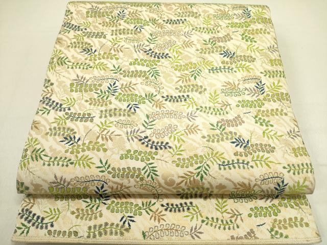 平和屋着物●西陣　川島織物　六通柄　本袋帯　草葉文　金糸　正絹　逸品　DABD0927op｜平和屋