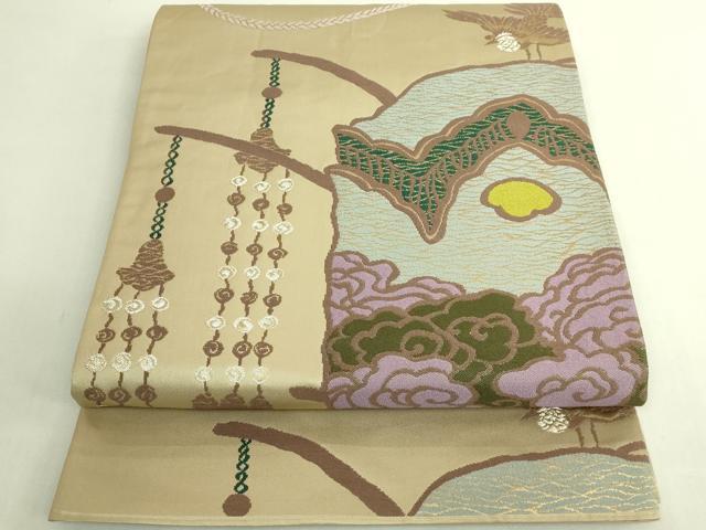 長閑やかさ屋中央局●御前上等 現実的あやつり人形師 辻村寿三郎 ジュサブロー 六通柄袋帯 入れもの鳳凰文 現ナマ糸 榛色地 珠玉 DZAB6639kh6