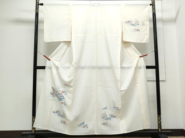 平和屋着物＊夏物 訪問着 手描き 船 鴛鴦花文 正絹 逸品 CABH3858th｜平和屋