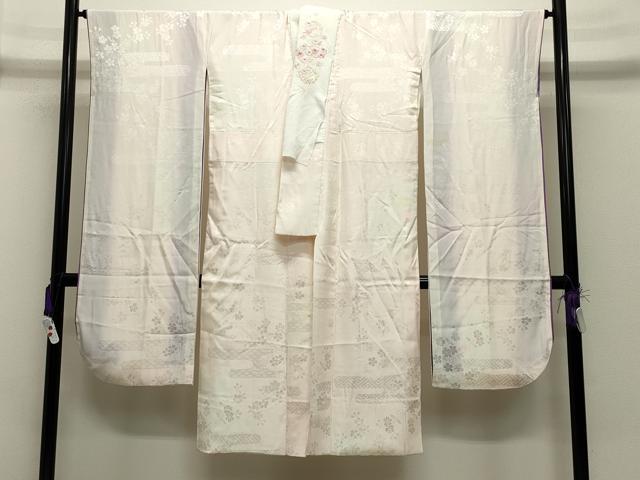 平和屋着物●振袖用長襦袢 袷 エ霞舞桜地紋 暈し染め 半衿刺繍 正絹 逸品 CABC8197gh|平和屋