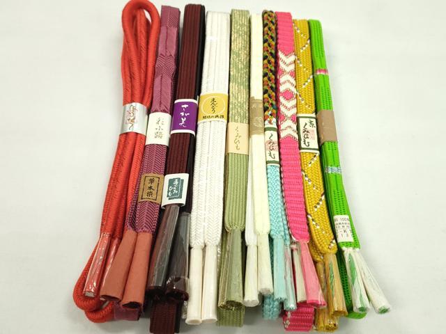 平和屋着物●和装小物 帯締め10本セット 高麗組 冠組 奈良組 草木染 金糸 逸品 未使用 CABF7272ju