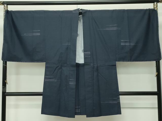 長閑やかさ屋御召しもの＃御前上等 成人男性 THE YARD 長羽織 キングサイズ 紬地 霞文 濃紺色地 珠玉 未当て嵌める CZAA4535s6