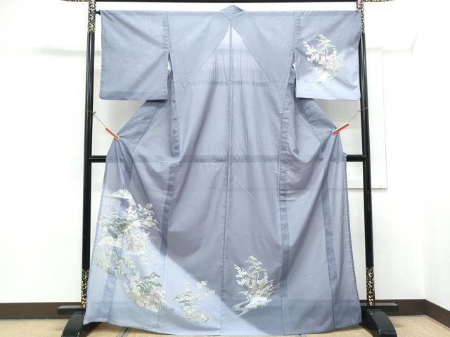 長閑やかさ屋御召しもの＊夏物 短い訪問着 絽 見晴らし文 金彩 洗える御召しもの CABH3882th