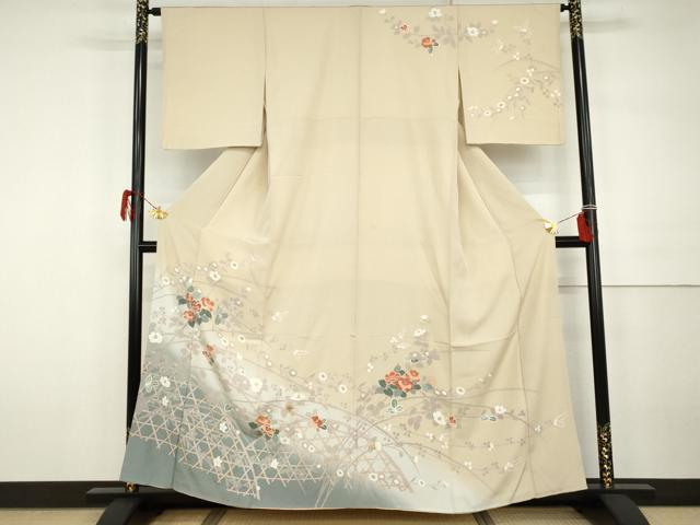 平和屋着物●訪問着 枝花文 暈し染め 正絹 逸品 AABH3709cs