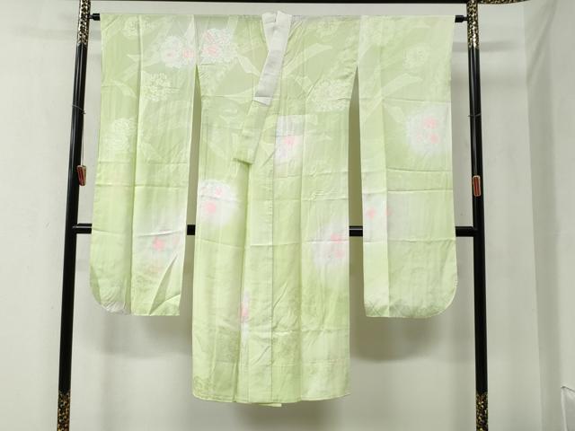 長閑やかさ屋御召しもの●振袖用長襦袢 無双仕立てもの 鬘帯名取り草花地紋 暈し染め 正絹 珠玉 CABB4643yc