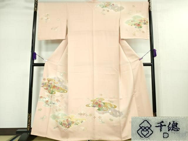 長閑やかさ屋中央局■御前上等 打ち立てる460年・千總 短い訪問着 駒刺しゅう 吉祥花文 虹色地 暈し染め 金彩 珠玉 DZAA5065kh5