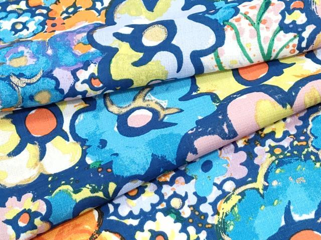 長閑やかさ屋御召しもの＊夏物 セオアルファ 小紋・浴衣兼用 tsumori chisato 花尽し 金彩 洗える御召しもの 未当て嵌める CABH3884th