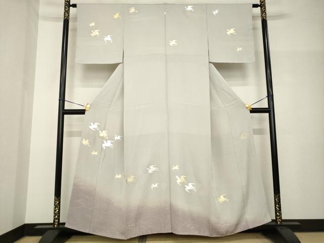 平和屋着物●岩井半四郎　歌舞伎役者 日本舞踊家　訪問着　飛鳥文　暈し染め　金銀彩　正絹　逸品　AABH7117ck｜平和屋